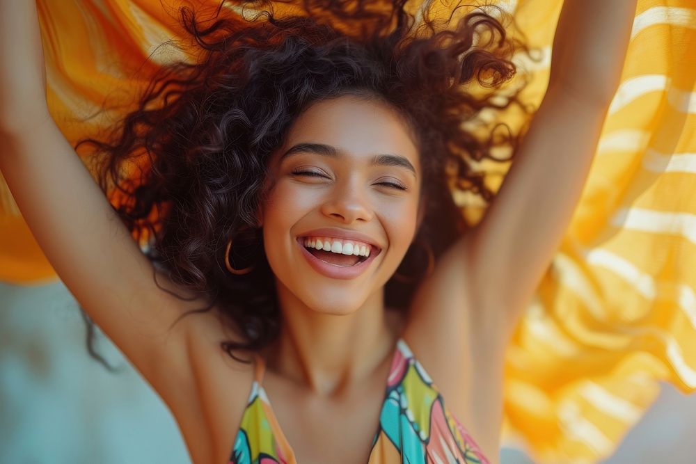 A young latina brazilian woman smile laughing carefree.