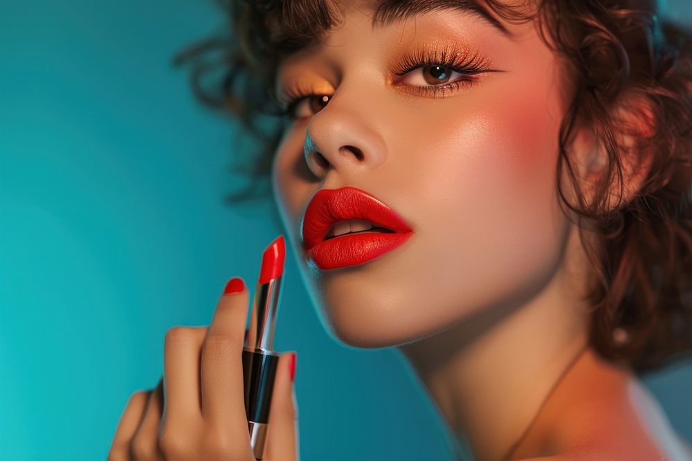 A latina Mexican model lipstick cosmetics makeup.