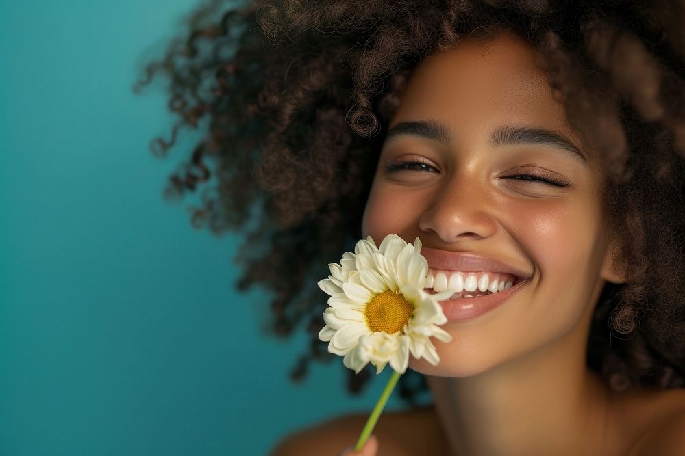 A latina Caribbean woman flower smile adult.