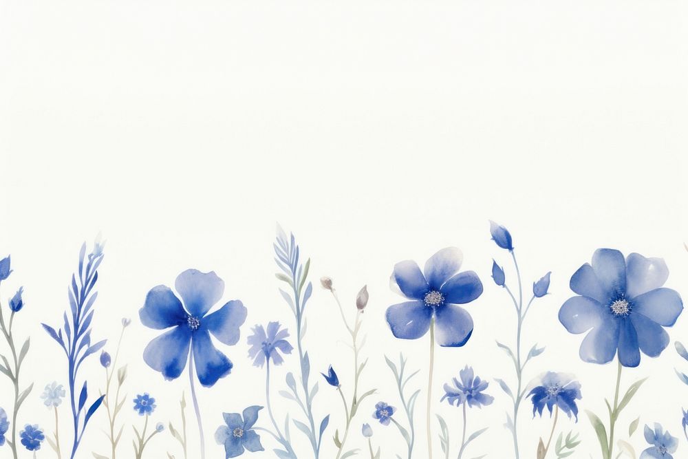 Blue flower border backgrounds pattern nature.