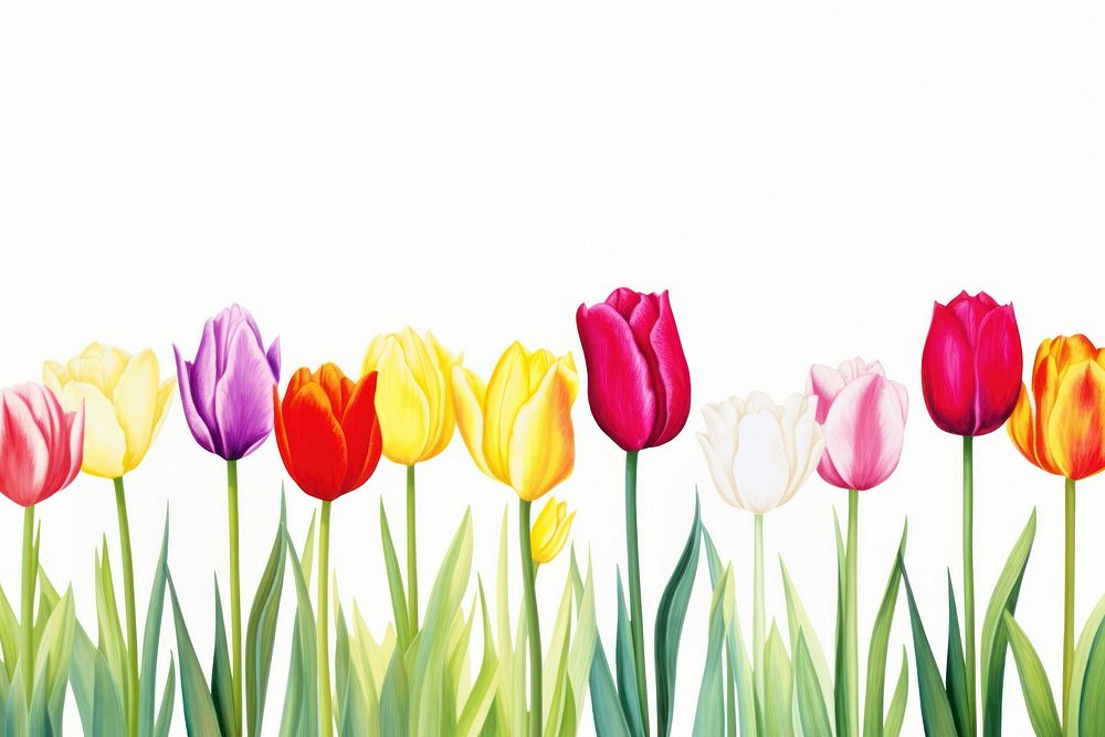 Colorful tulip border outdoors flower nature.