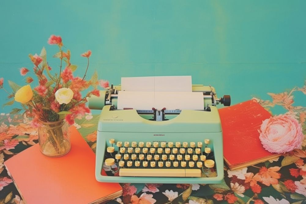 Typewriter flower paper table.