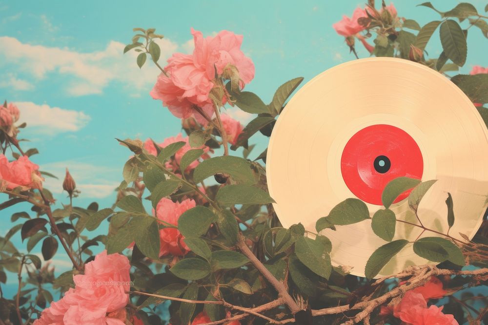 Vinyl record outdoors flower nature.