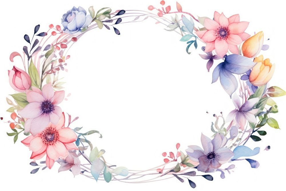 Watercolor Floral Frame pattern circle flower.
