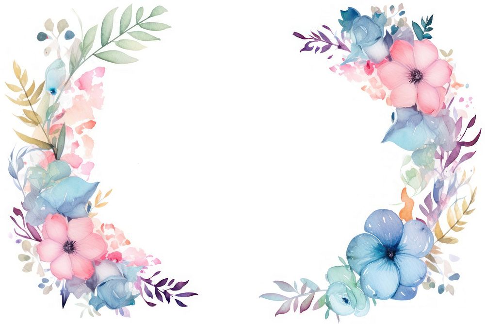 Watercolor Floral Frame pattern circle flower.