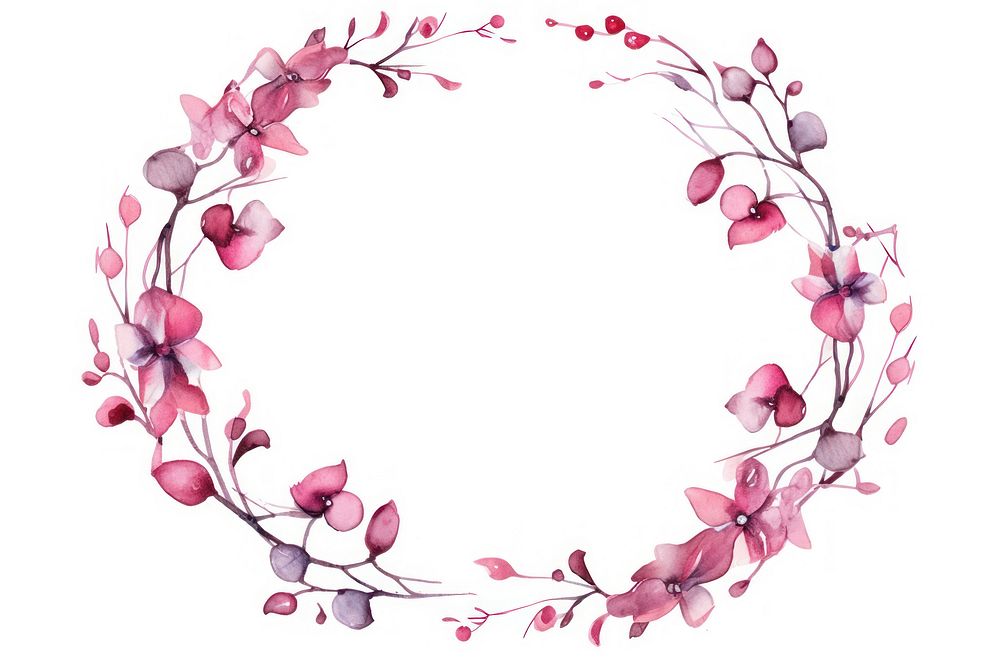 Watercolor Floral Frame blossom pattern circle.