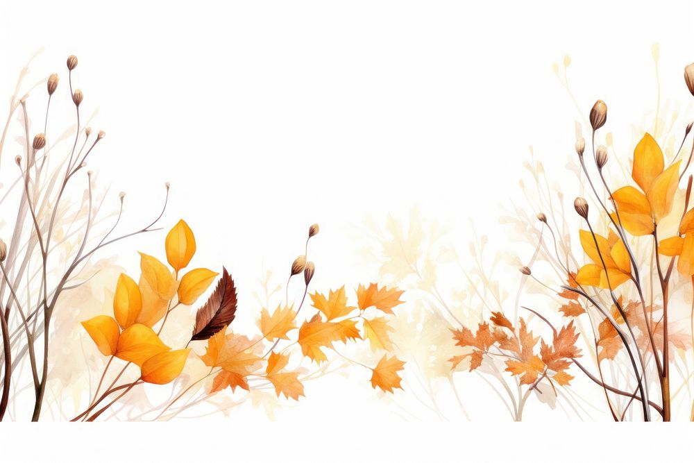 Orange and yellow autumn wild flowers backgrounds pattern branch.