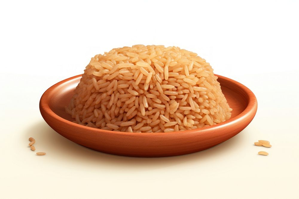 Brown rice food white background freshness.