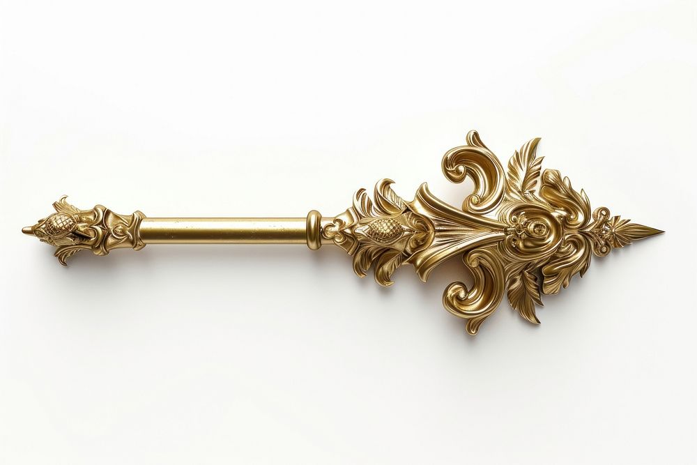 A Rococo Arrow dagger gold white background.