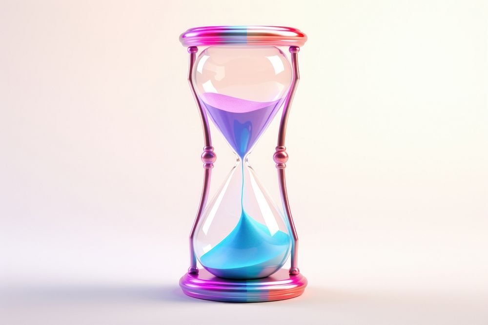 Hourglass iridescent white background transparent deadline.