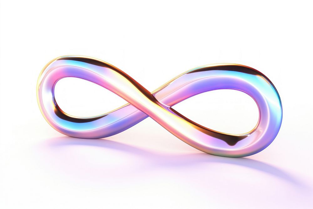 Infinity sign iridescent shape white background accessories.