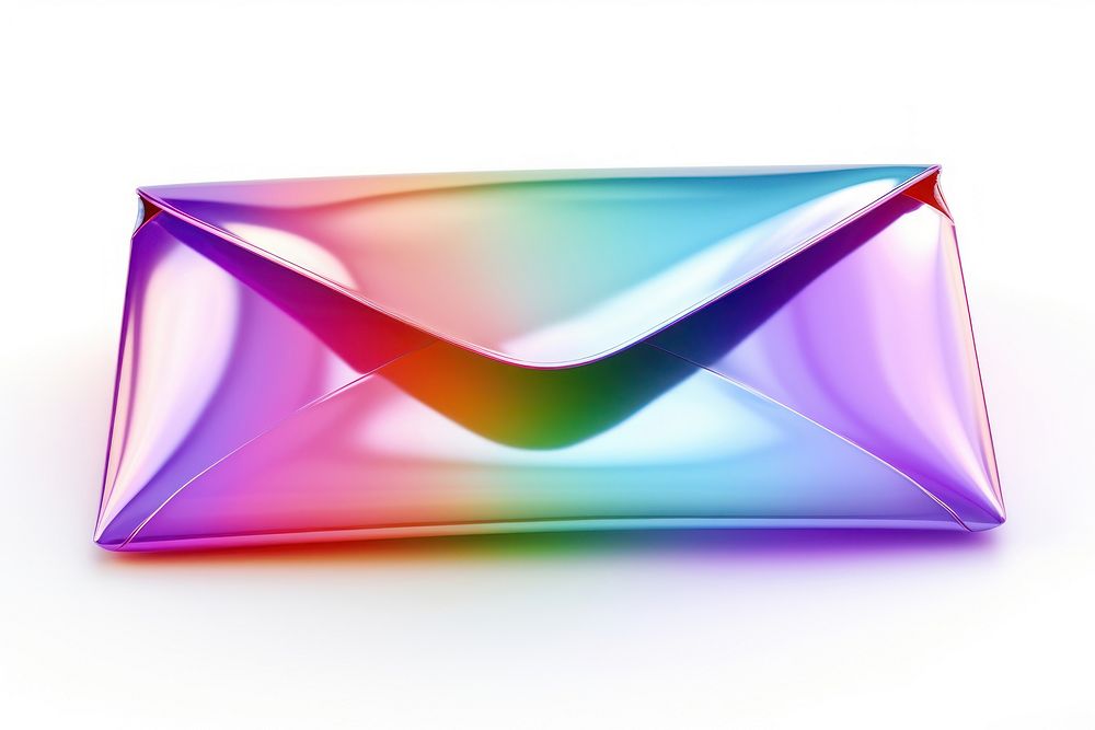 Mail icon iridescent shape white background technology.