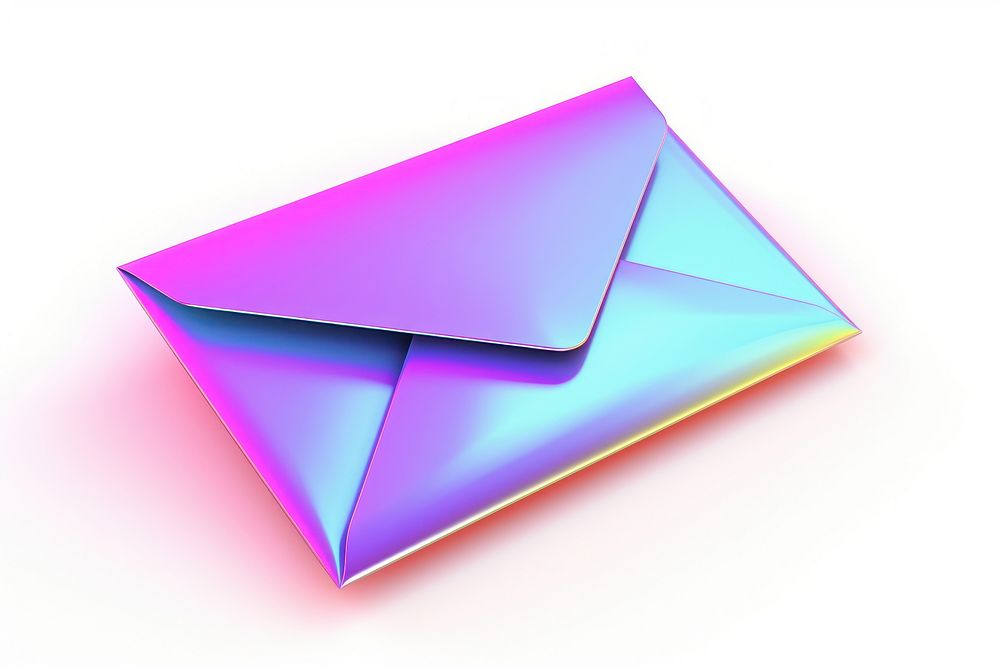 Mail icon iridescent envelope shape white background.