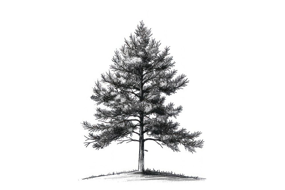 Tall pine tree drawing sketch plant.