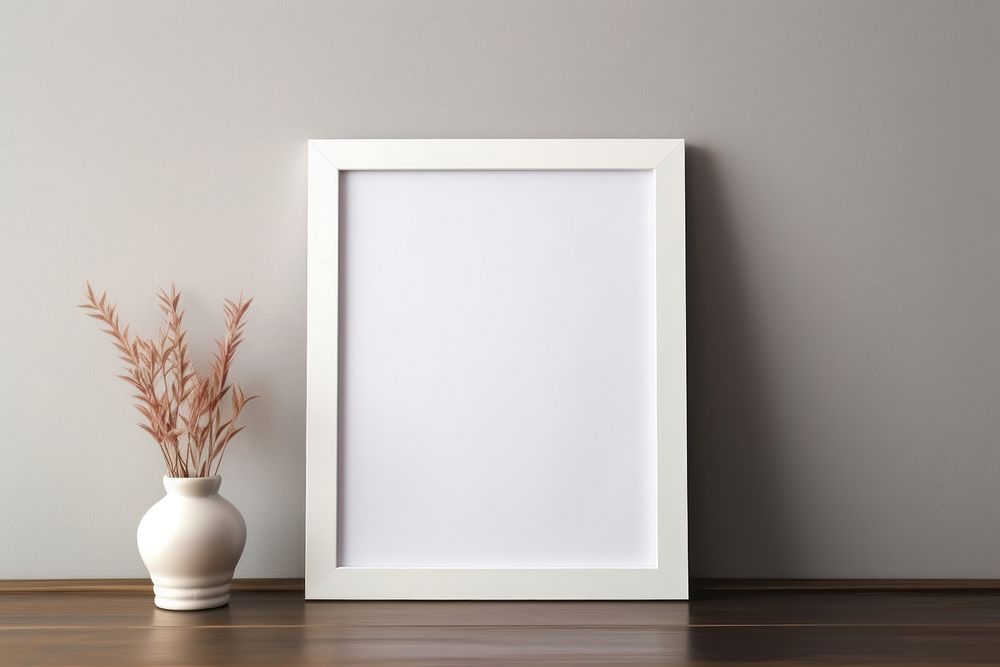 White picture frame in cozy style wall decoration rectangle.