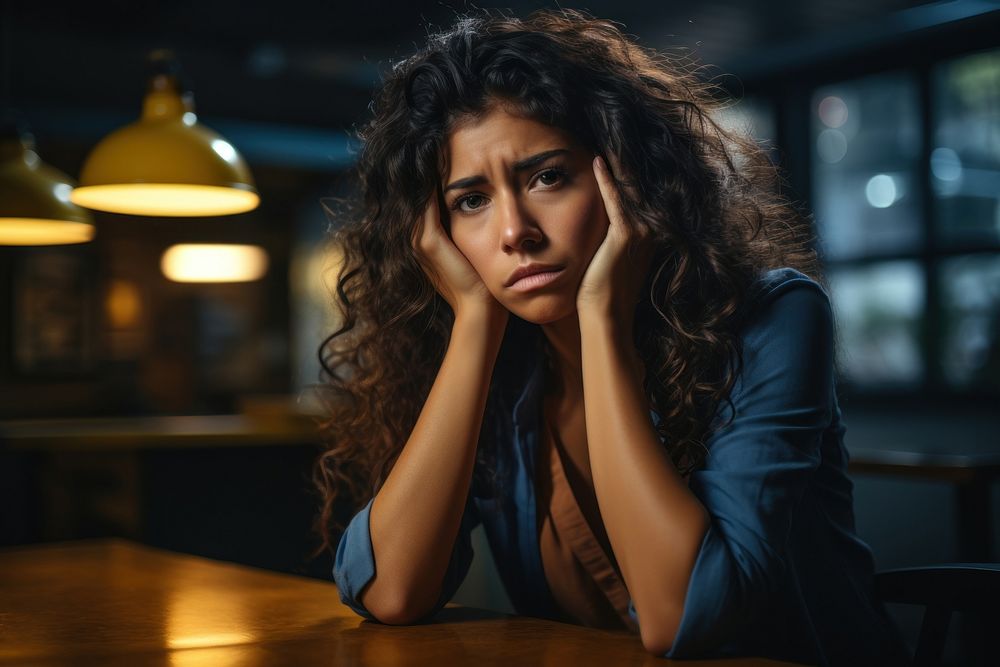 A Latina Brazilian woman portrait worried crying.