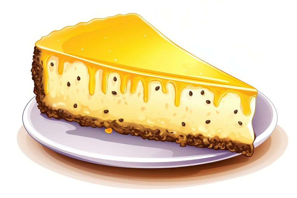A slice of passionfruit cheesecake dessert food semifreddo.