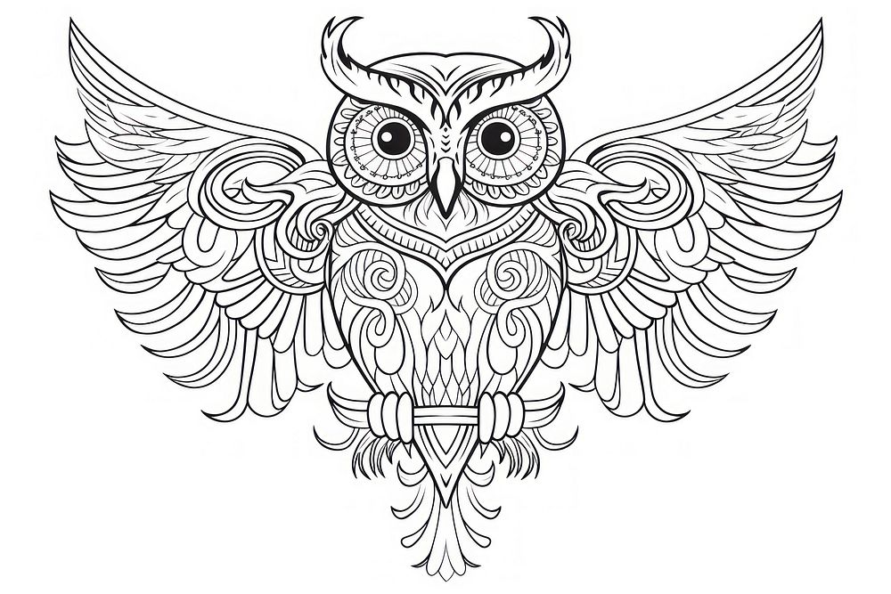 Owl winged sketch doodle drawing. AI generated Image by rawpixel.