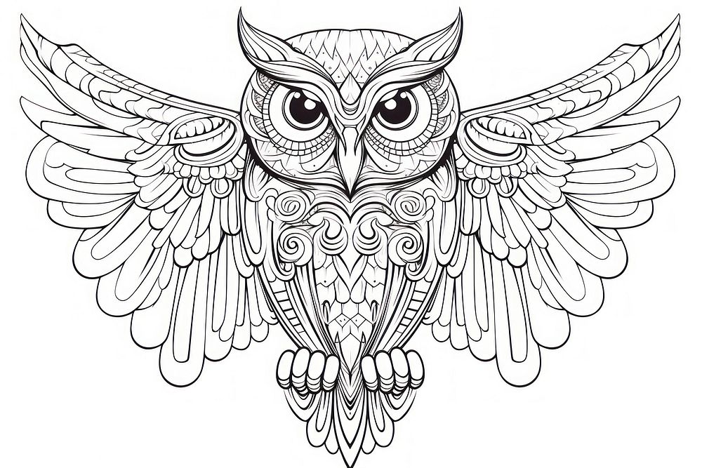 Owl winged sketch drawing doodle. AI generated Image by rawpixel.