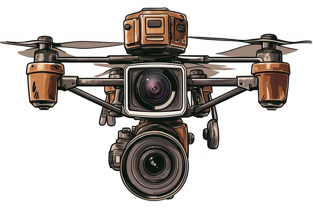 Camera drone white background surveillance electronics.