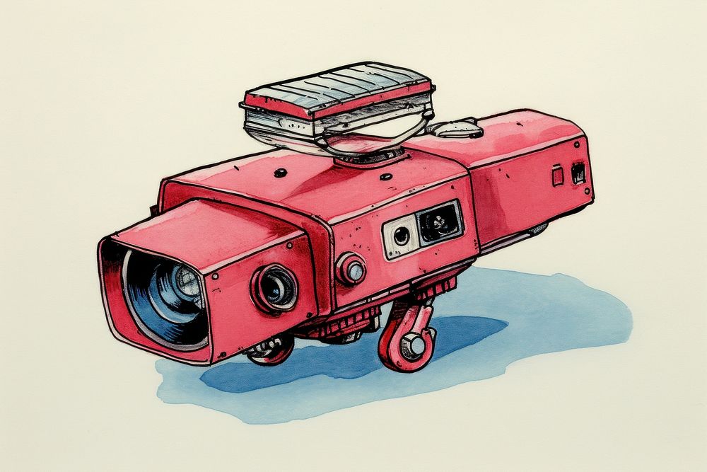 Camera drone drawing vehicle sketch.