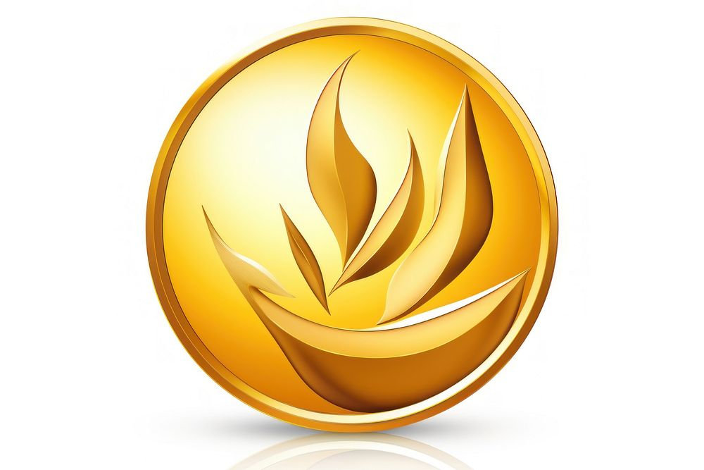 Gold crpytocurrency coin white background circle wealth.