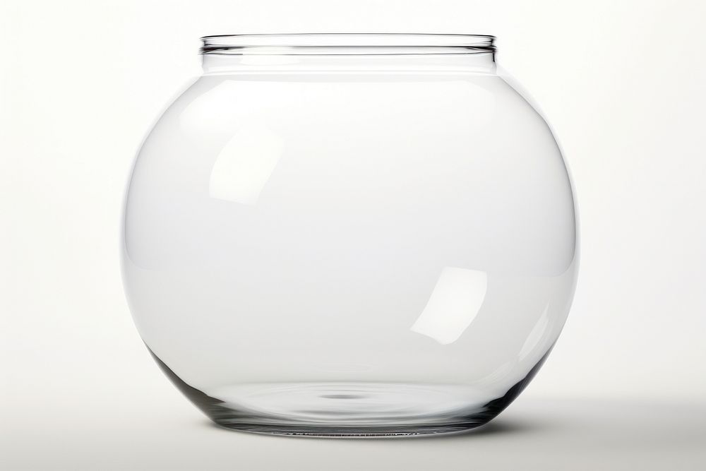 Empty glass jar vase white background transparent.