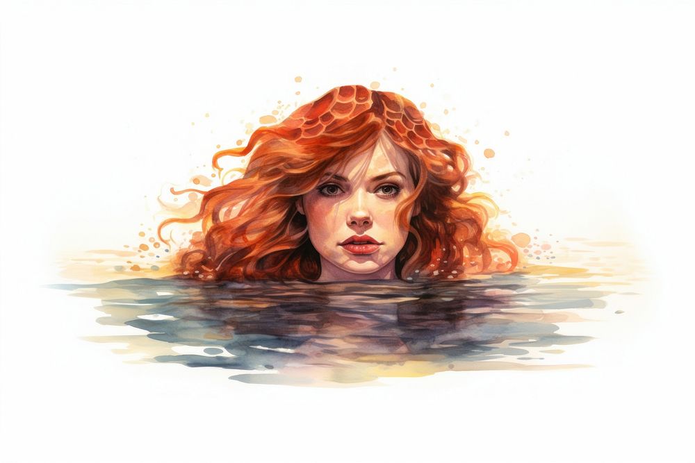 Siren painting portrait swimming.