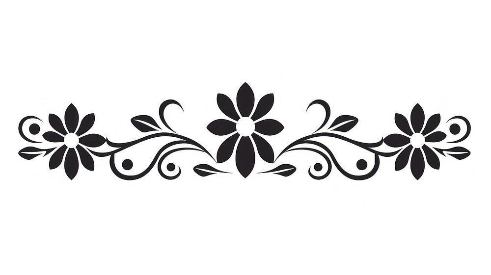 Flower divider pattern white black. AI generated Image by rawpixel.