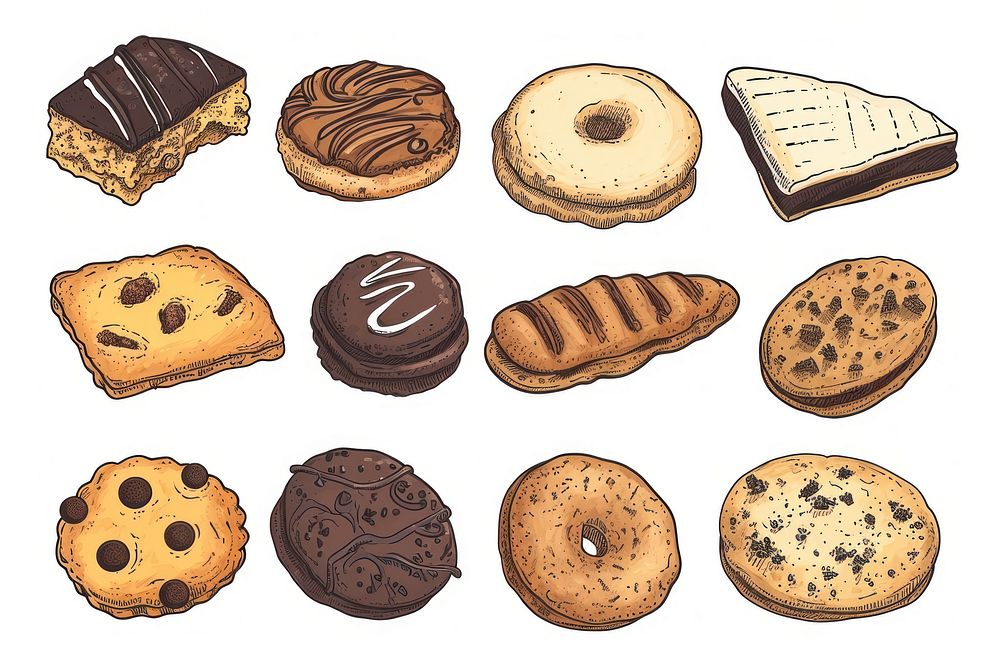 Assorted cookies bread food confectionery.