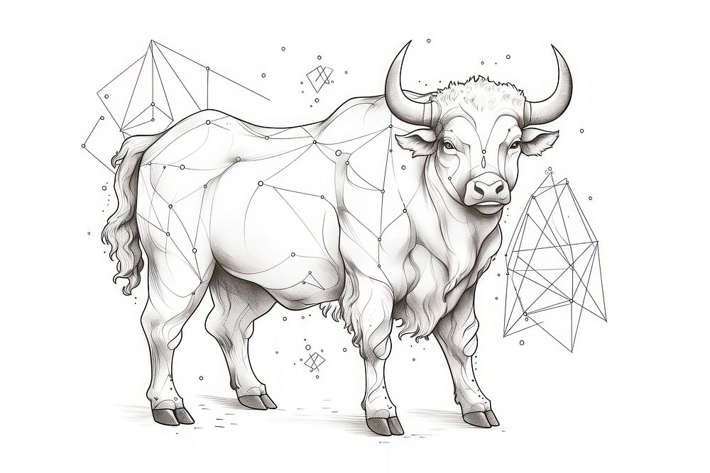 Astrology taurus drawing livestock buffalo.