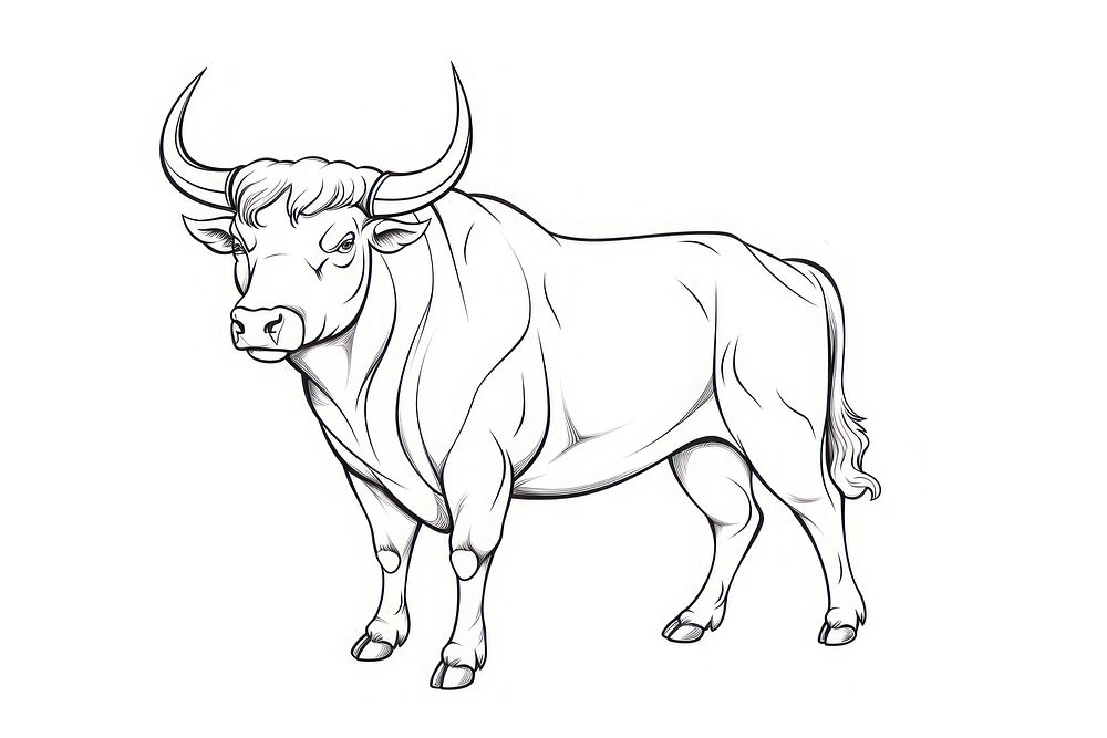 Astrology taurus drawing livestock cattle.