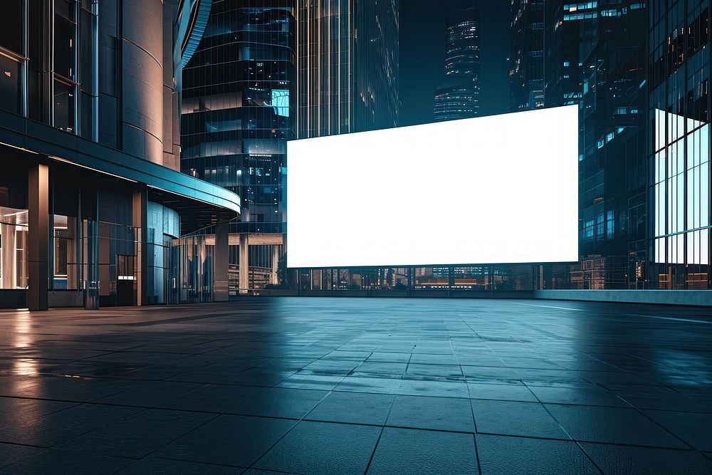 Of modern office buildings in the night city electronics indoors screen.