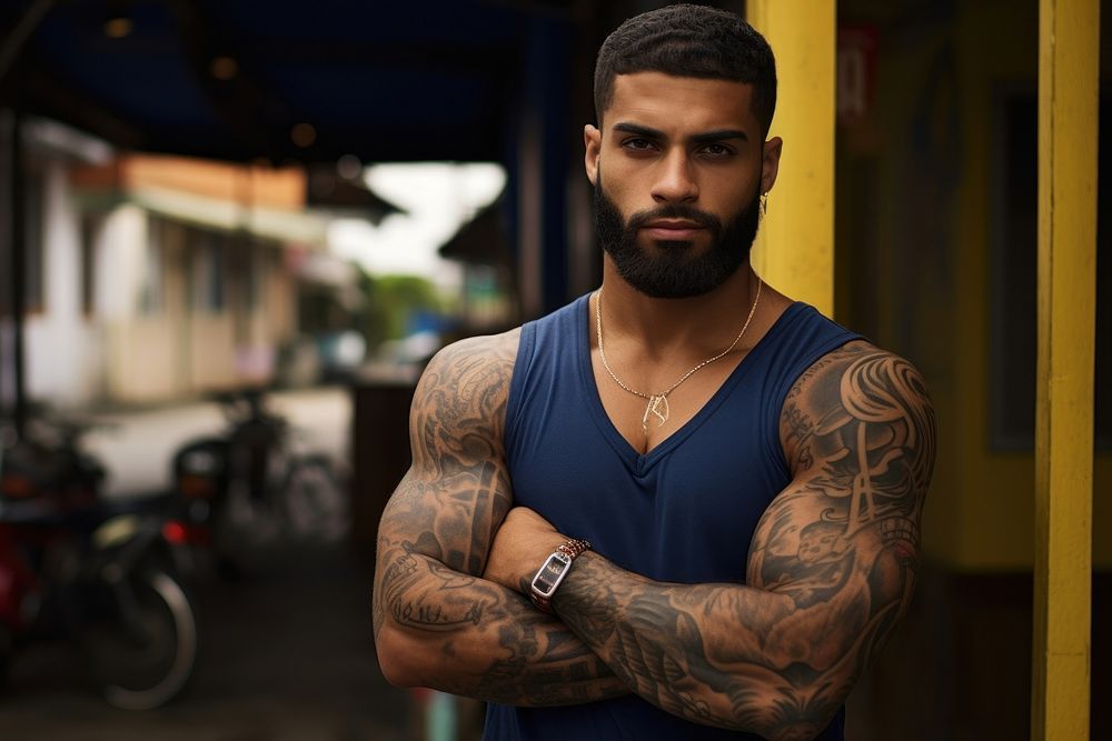 Brazilian man tattoo determination transportation.