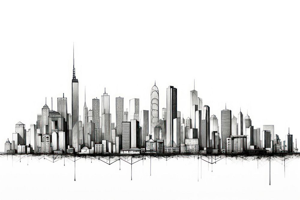 Building skyline drawing metropolis sketch.