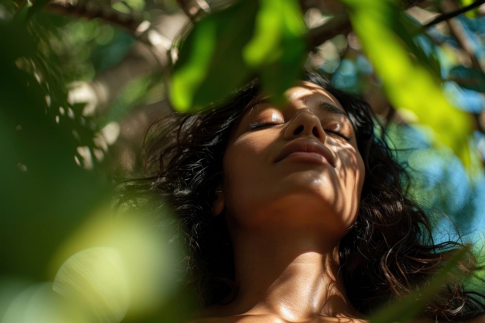 The Latina Brazilian woman tranquility portrait nature.