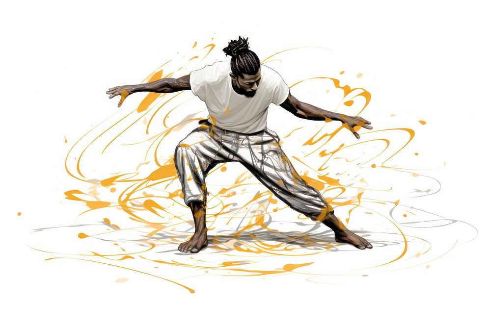 Capoeira dancing drawing sketch.