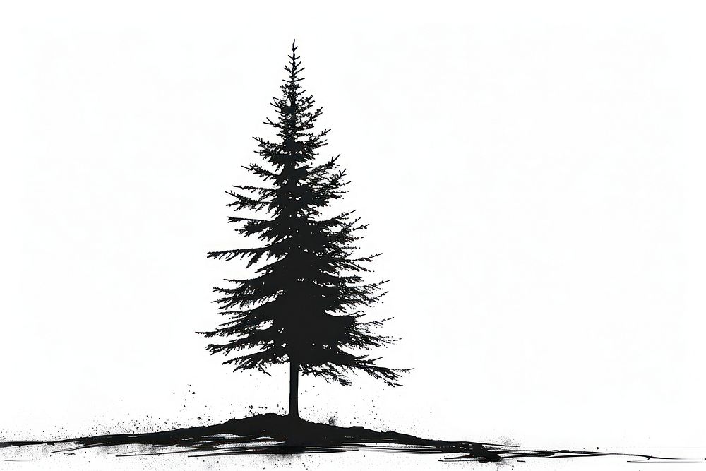 Chopped pine tree silhouette drawing plant.