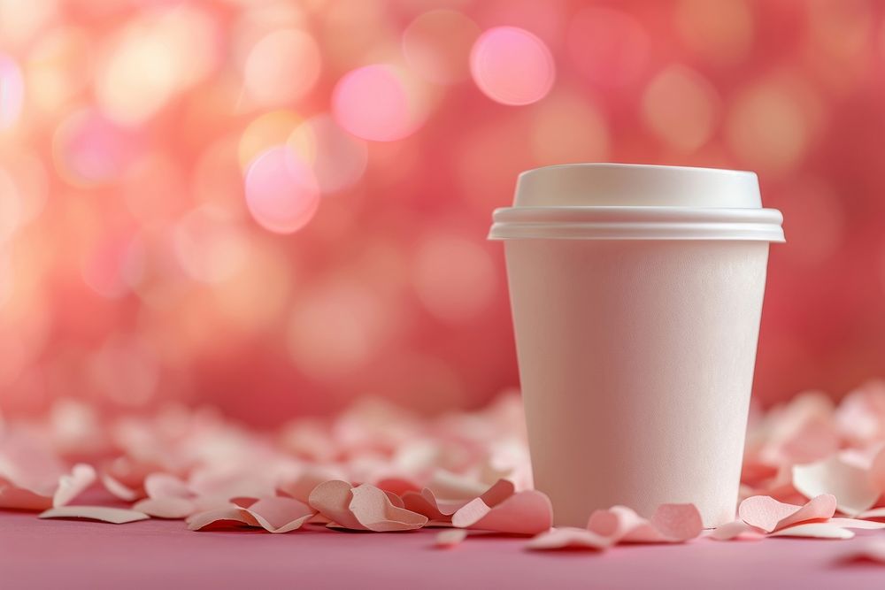 Coffee cup packaging  petal pink mug.