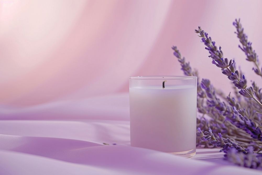Candle glasses packaging  lavender flower purple.