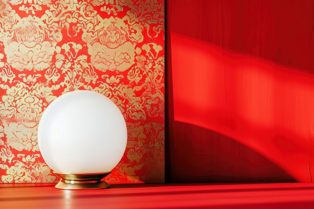 Bed side lamp  lighting sphere red.