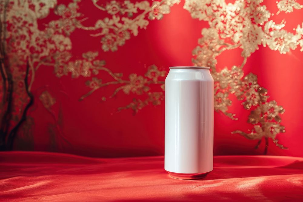 Beer can  red refreshment container.