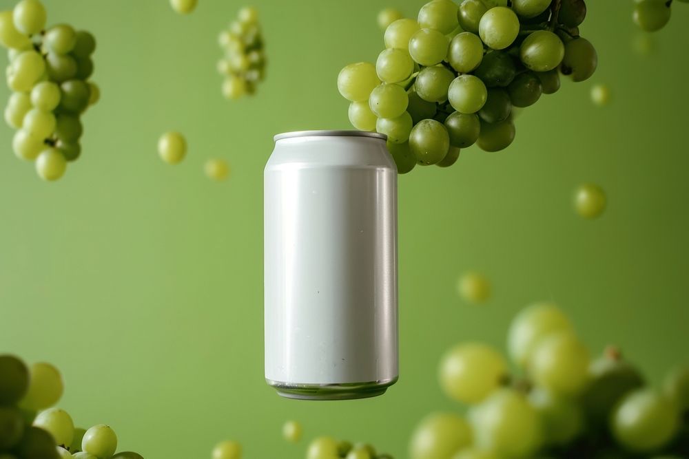 Beer can  grapes fruit green.