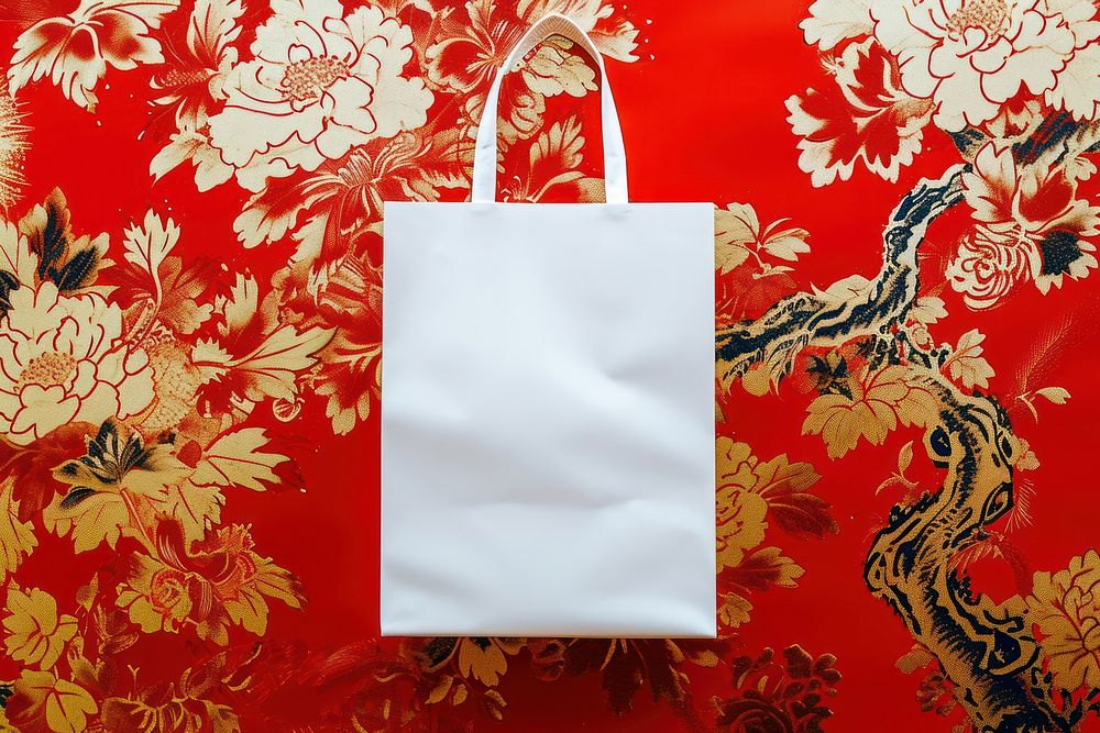 Shoping bag  handbag white art.