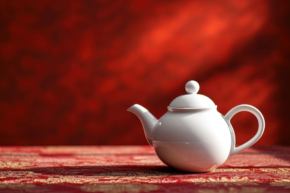 Tea pot set  teapot white red.