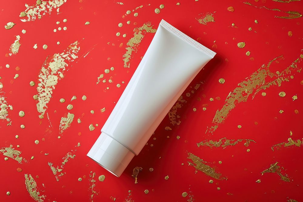 Tube packaging  cosmetics red toothpaste.