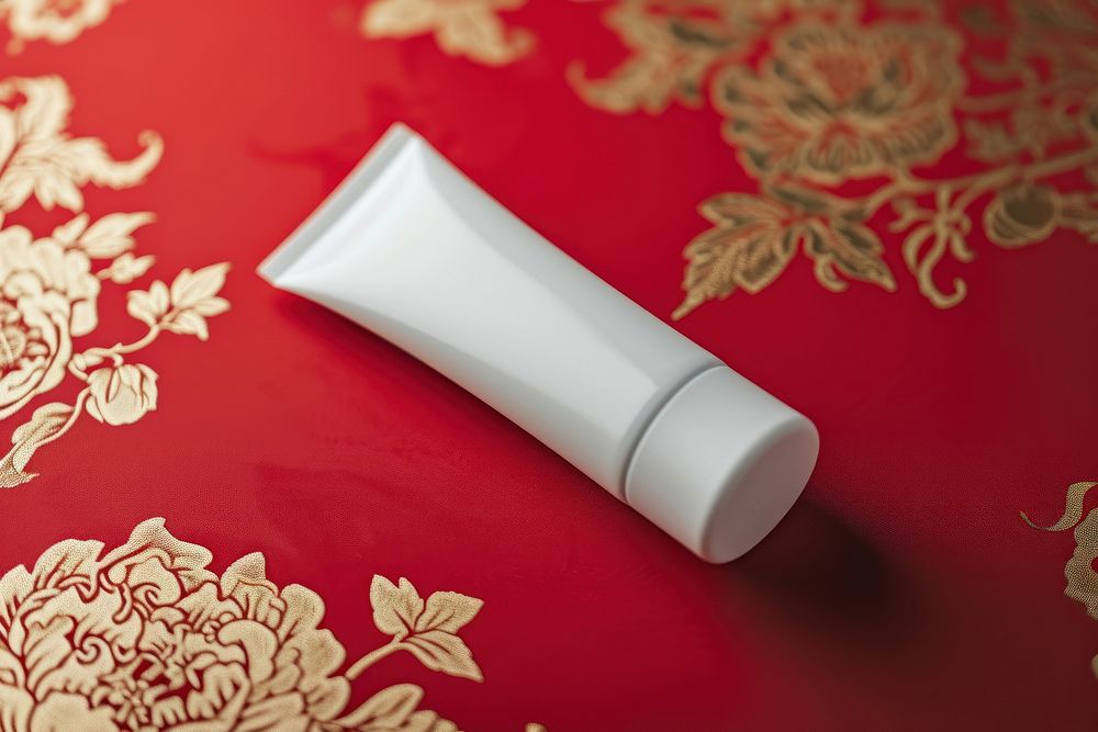 Tube packaging  white red cosmetics.