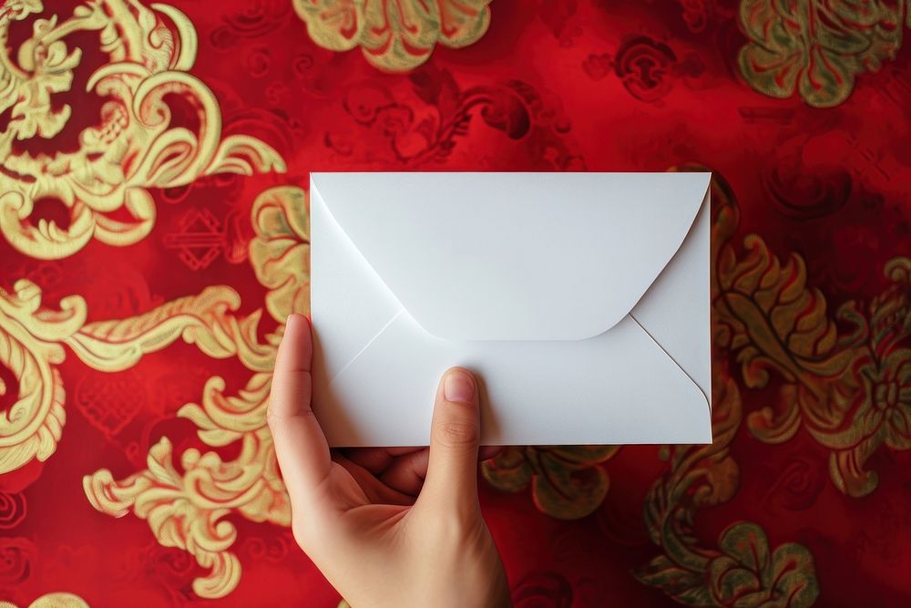 Envelope  holding white mail.