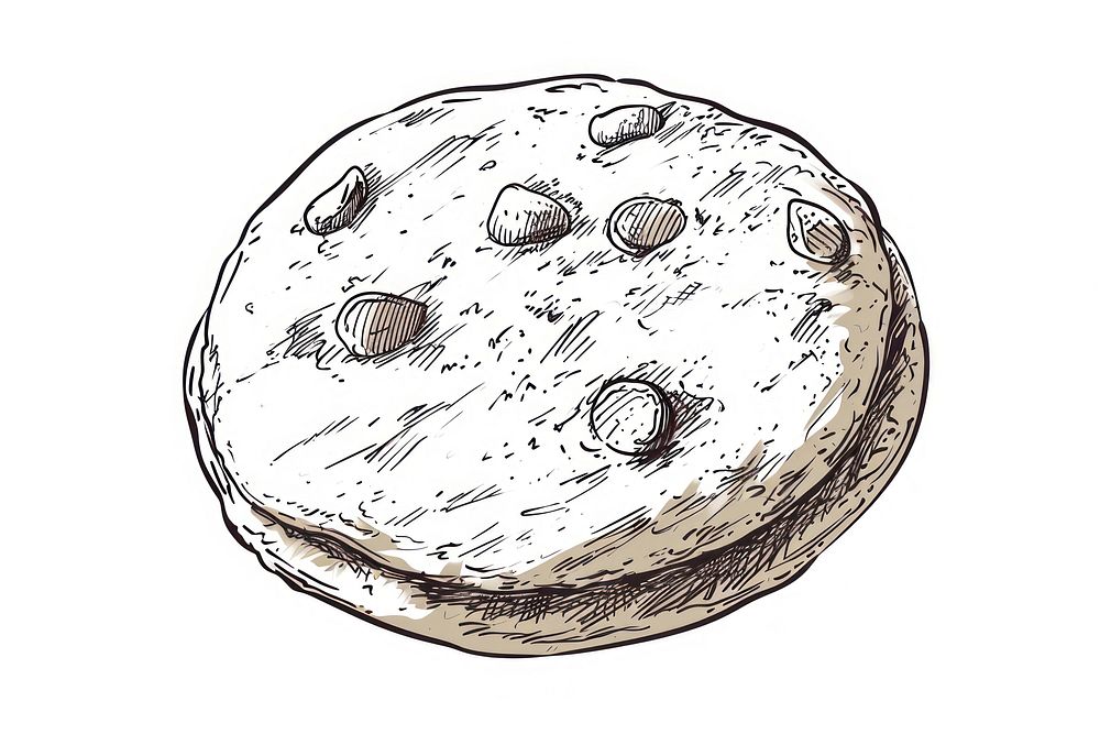 Crinkle cookie drawing dessert sketch.
