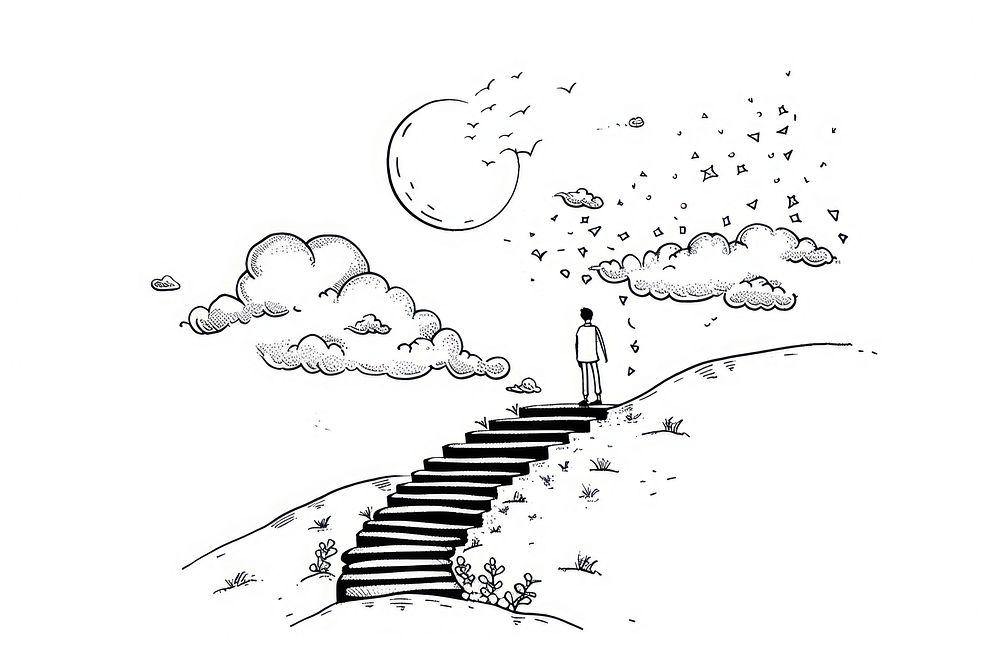 Stairway to heaven drawing sketch doodle.
